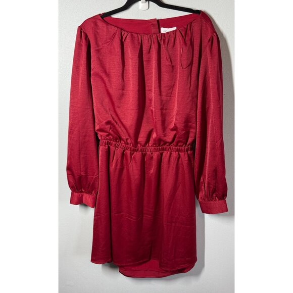 NWT Lost + Wander Womens Dark Red Emerald Mini Dress XL Open Back XMAS Holiday - Picture 2 of 15